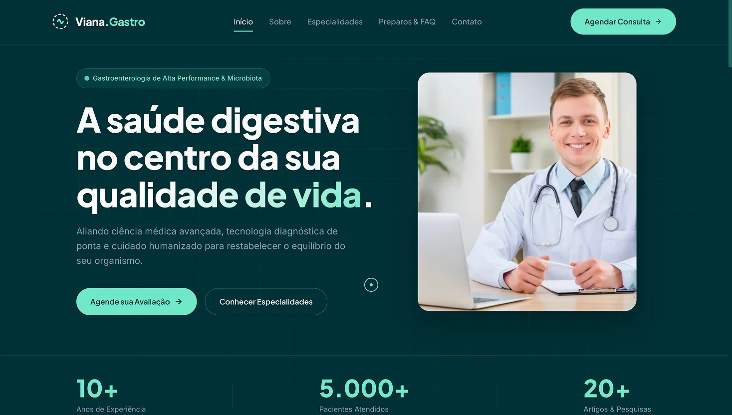 Preview da landing page Gastro Viana