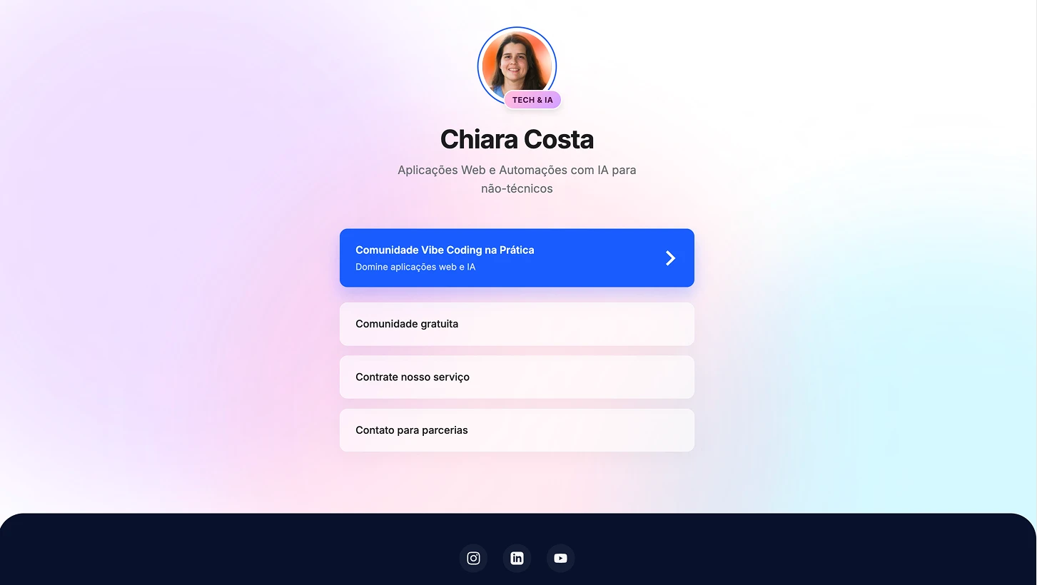 Preview da página de links